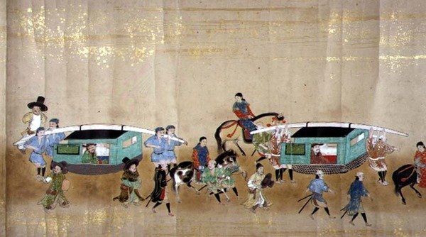 Sjette koreanske ambassade til Japan i Meireki 1 på tidspunktet for Tokugawa Ietsunas arvefølge i 1651, muligens av Kano Masunobu (1625-94) (rullemaleri) (detalj) (se også 79781) av Japanese School