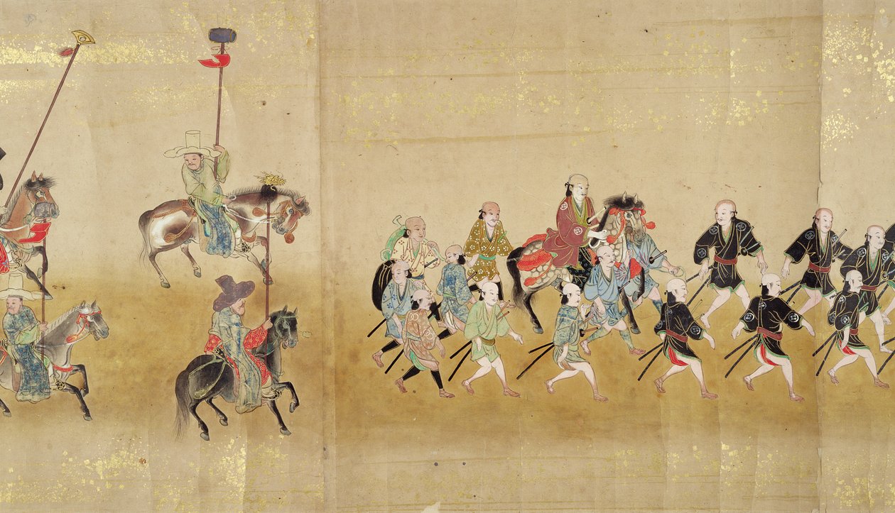 Sjette koreanske ambassade til Japan i Meireki 1 på tidspunktet for Tokugawa Ietsunas etterfølgelse i 1651, muligens av Kano Masunobu (1625-94) (rullemaleri) (detalj) av Japanese School