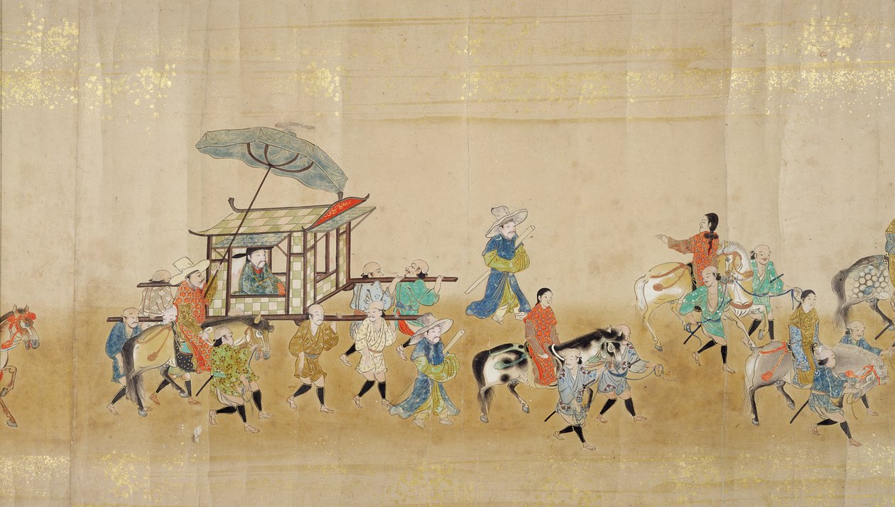 Sjette koreanske ambassade til Japan i Meireki 1 på tidspunktet for Tokugawa Ietsunas etterfølgelse i 1651, muligens av Kano Masunobu (1625-94) (rullemaleri) (detalj) (se også 120833) av Japanese School
