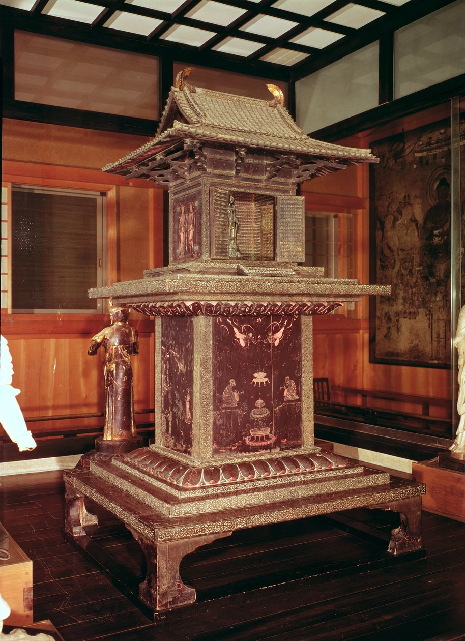 Tamamushi-helligdommen fra Horyu Ji-tempelet, som skildrer historien om Buddha i en tidligere inkarnasjon, ca. 650 av Japanese School
