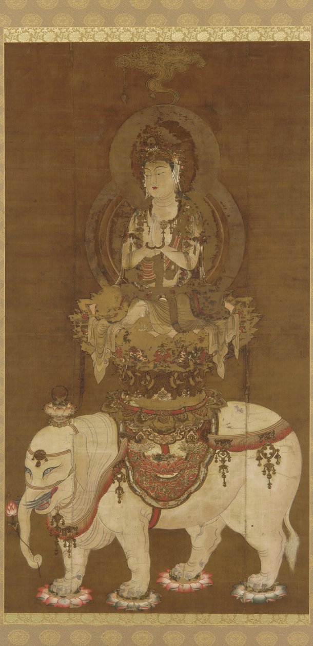 Bodhisattva - Fugen (Fugen Bosatsu) Heian Period (blekk, gull og sølv på silke) av Japanese School
