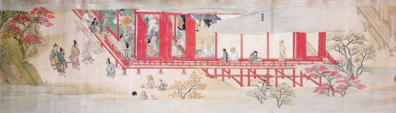 The House of the Shogun (blekk på silke) av Japanese School