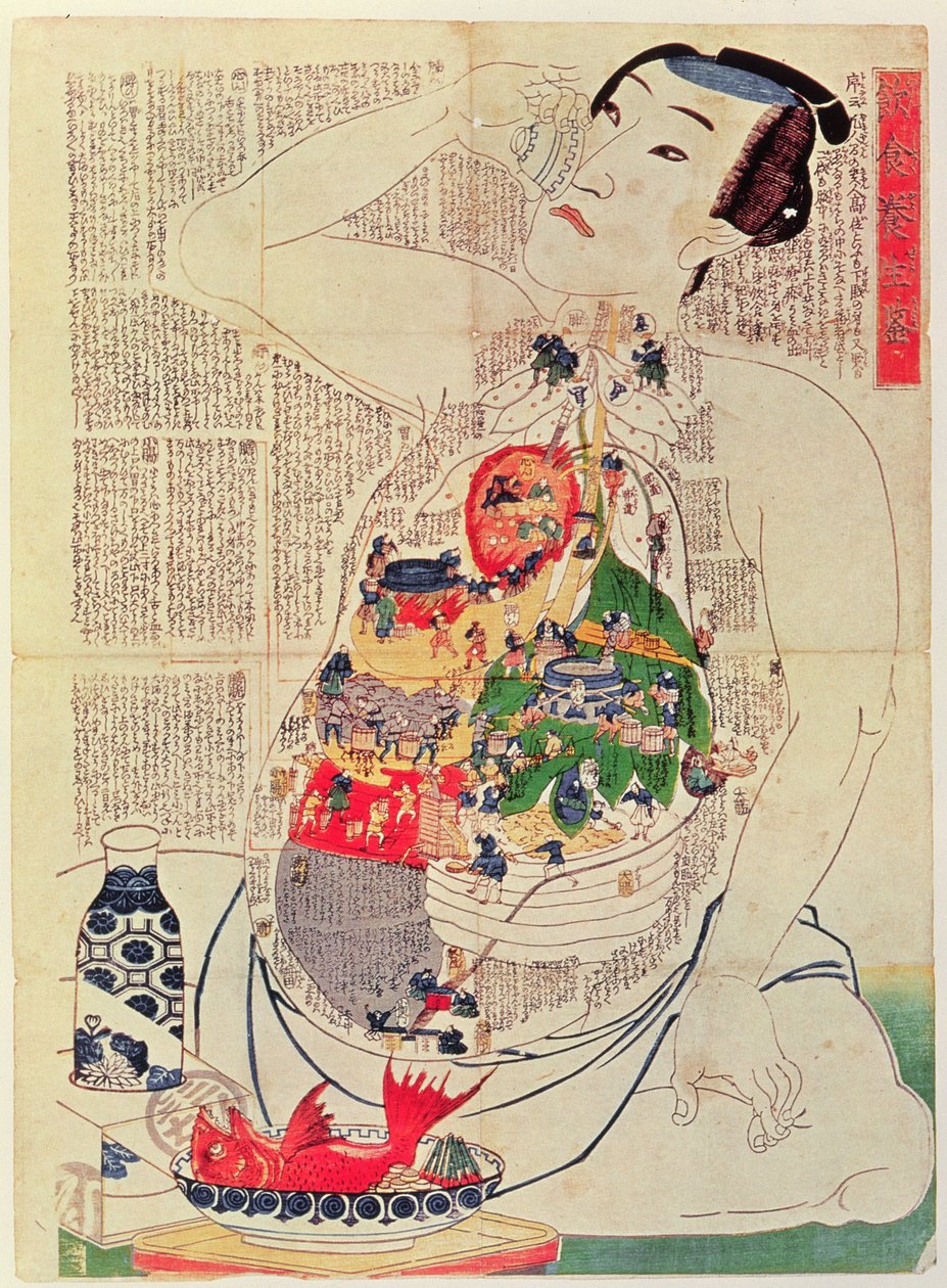The Mirror of Food and Drink to Nourish Life (treblokktrykk) av Japanese School