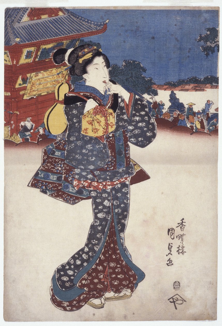 Uten tittel (A Woman Traveling) (fargetresnitt) av Japanese School