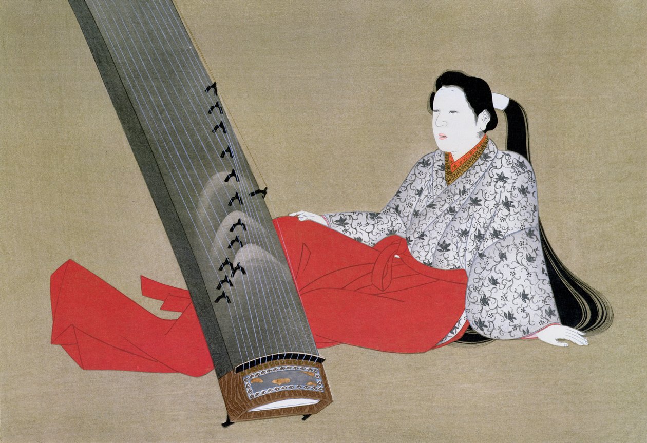 Woman Playing the Koto, gjengitt i The Kokka magazine, ca. 1896-97 av Japanese School