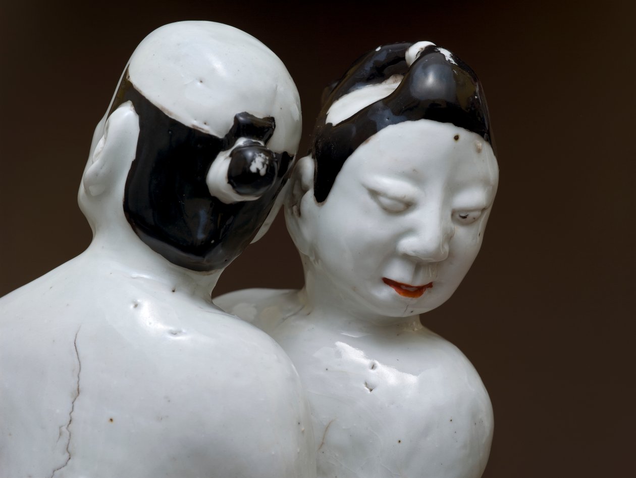 Wrestlers, japansk, sannsynligvis 1600-tallet (keramikk med polykrom underglasur) (detalj fra 117752) av Japanese School