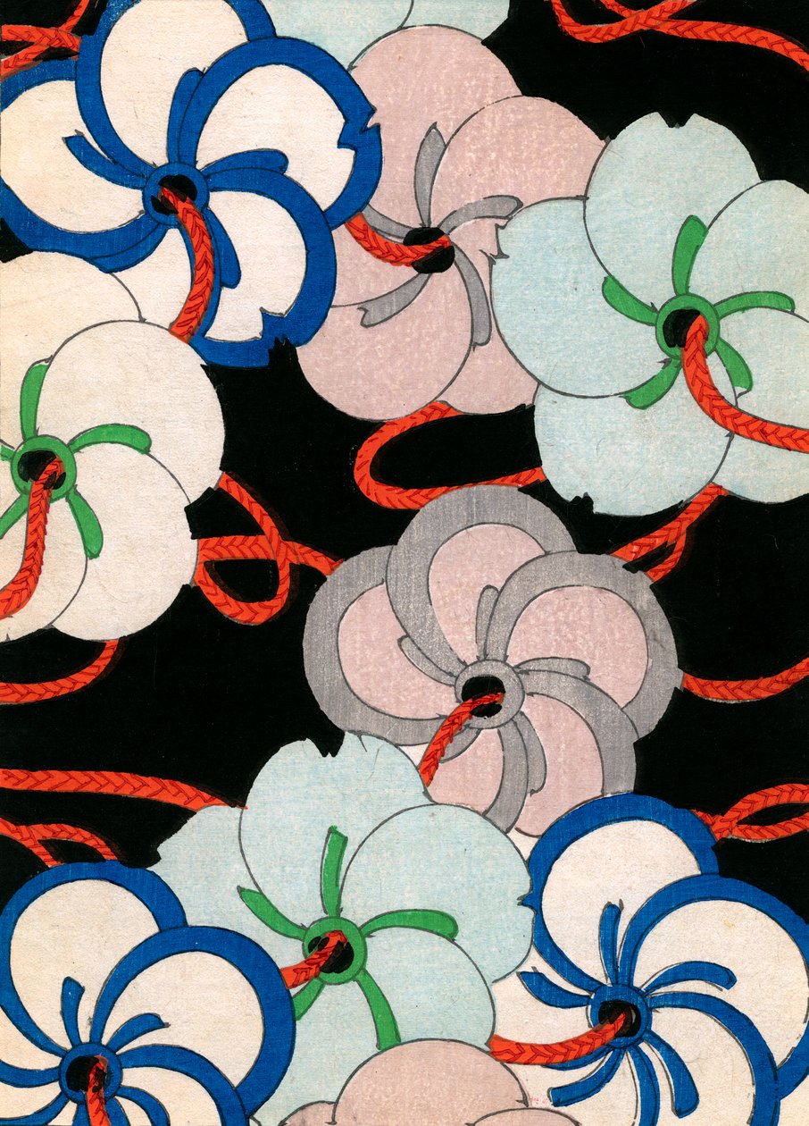 farget treblokktrykk av Camellia Ornaments av Japanese School