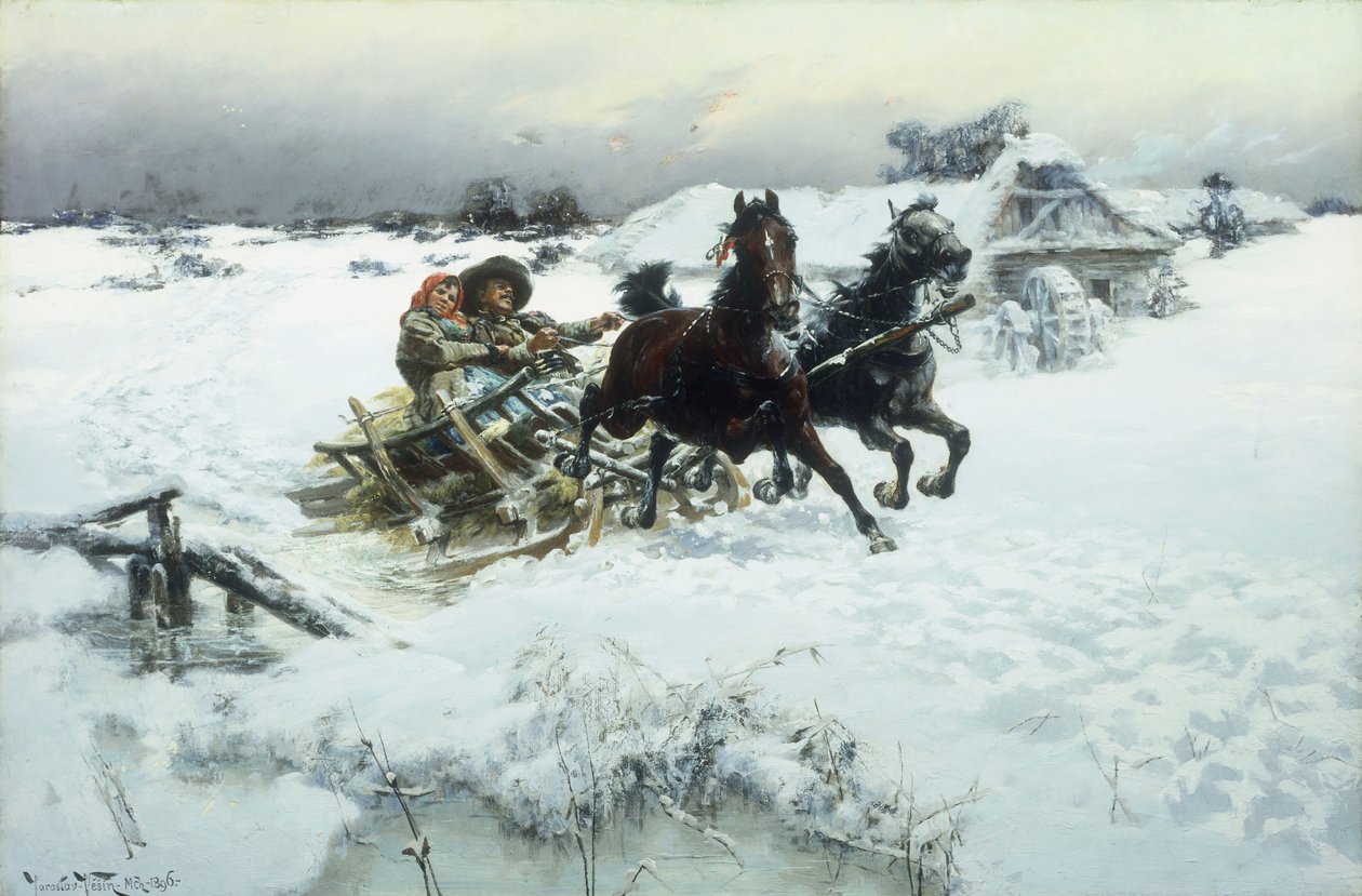 The Sleighride, 1896 av Jaroslav Friedrich Julius Vesin