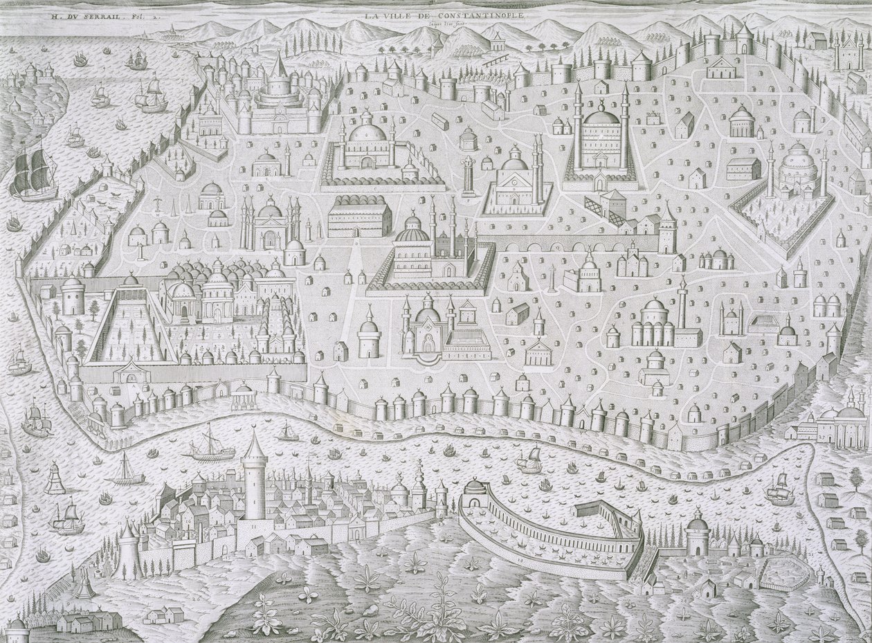 Bykart over Konstantinopel, Tyrkia, ca. 1650 av Jaspar de Isaac