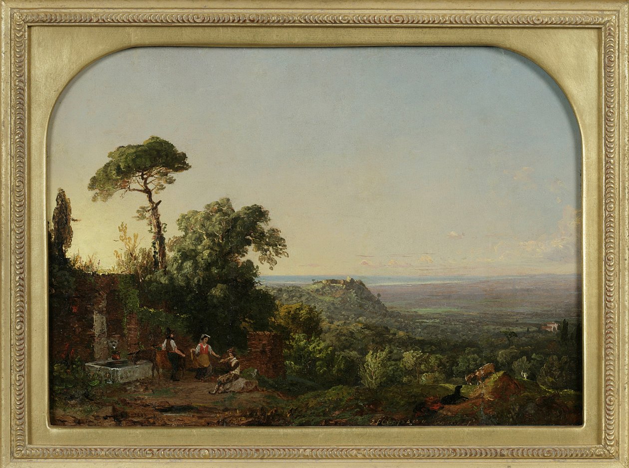 Italiensk landskap, 1847-49 (olje på papir montert på panel) av Jasper Francis Cropsey