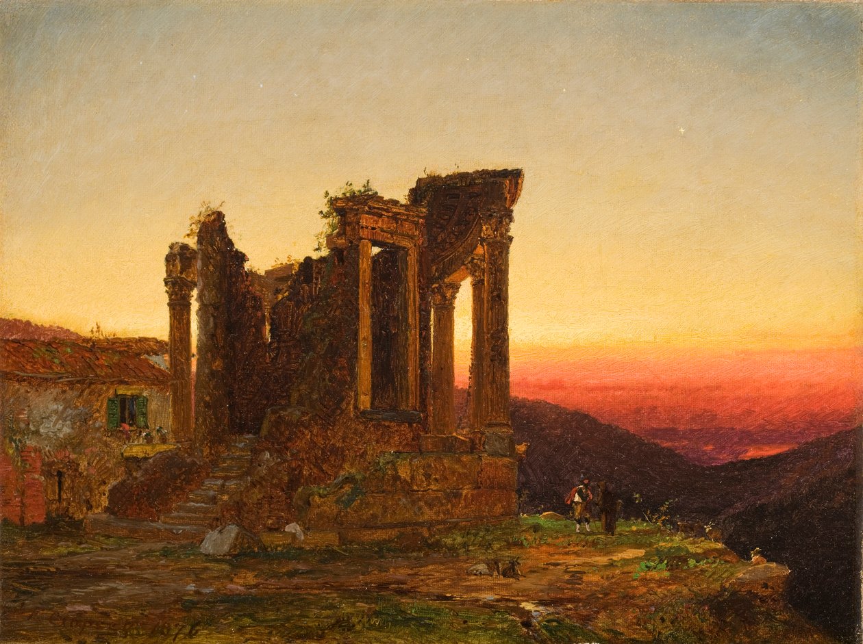 Sibyllens tempel, Tivoli (tidlig morgen på Paestum), 1876 av Jasper Francis Cropsey