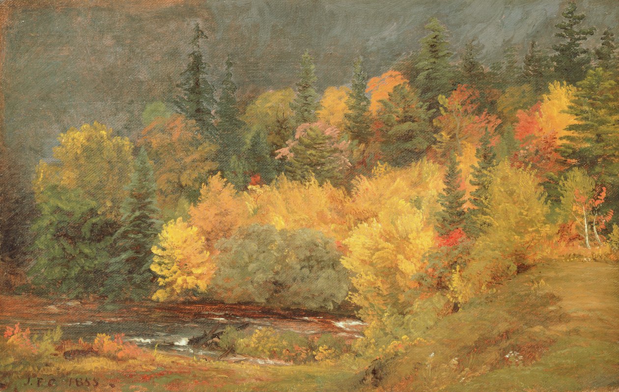 Høst ved bekken, 1855 av Jasper Francis Cropsey