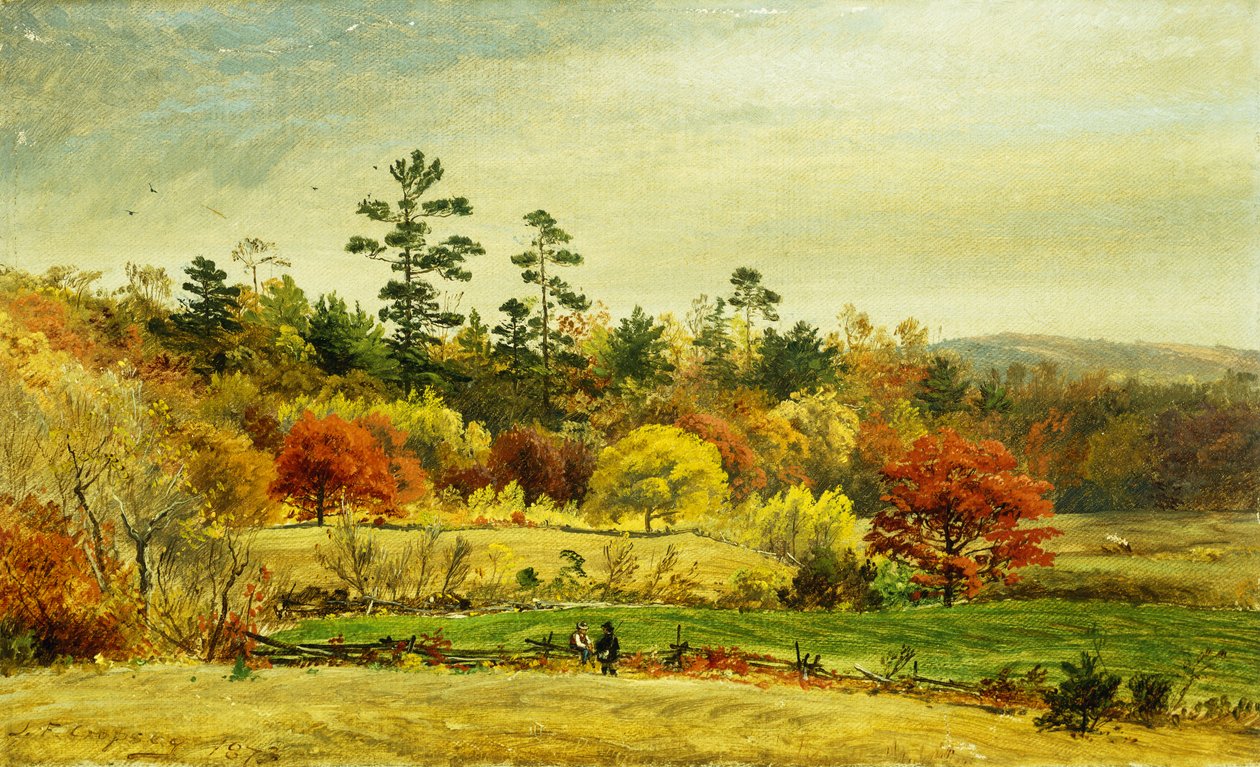 Samtale ved gjerdet, 1873 av Jasper Francis Cropsey