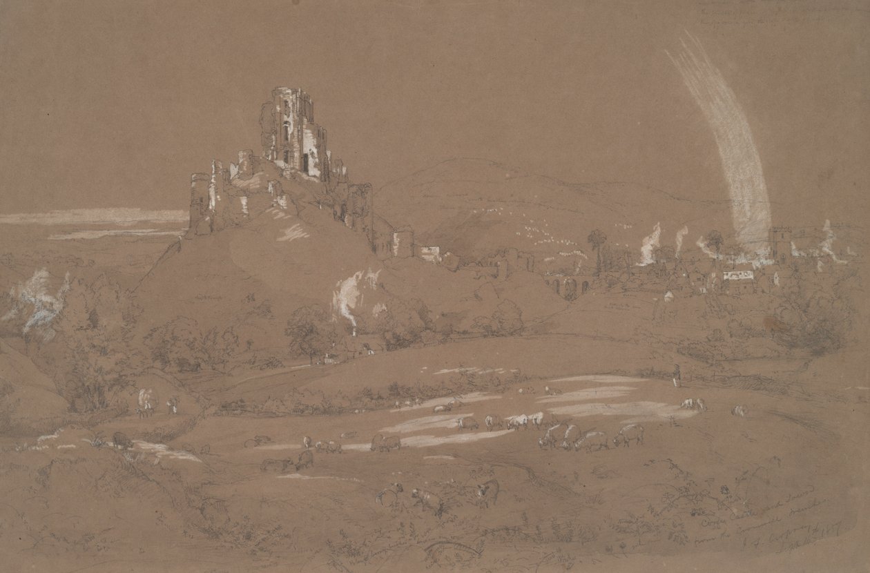 Korfu slott og by fra Cromwell-gravene av Jasper Francis Cropsey