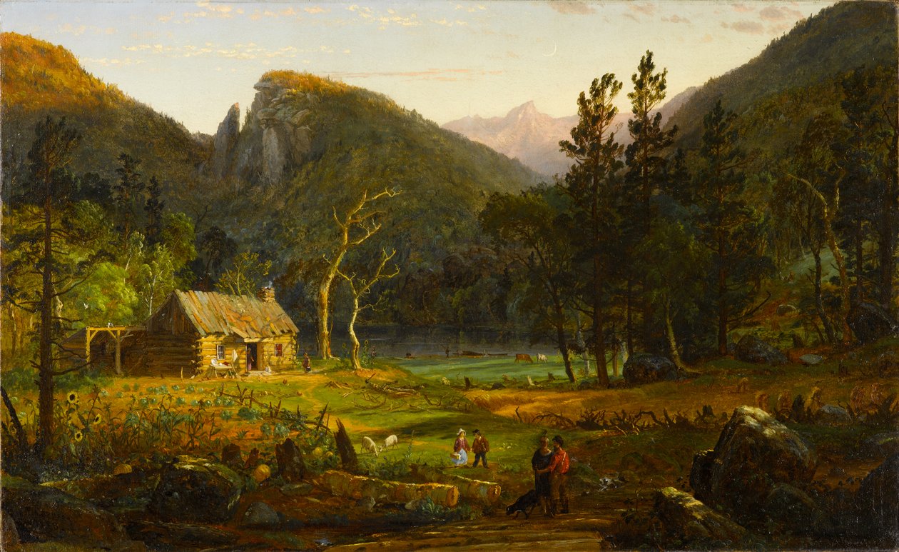 Eagle Cliff, Franconia Notch, New Hampshire, 1858 (olje på lerret, montert på panel) av Jasper Francis Cropsey