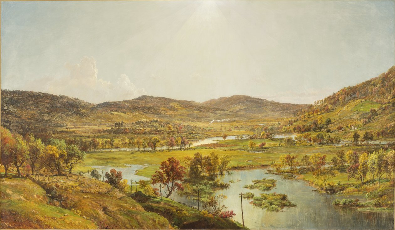 Sidney-slettene med samløpet mellom elvene Susquehanna og Unadilla av Jasper Francis Cropsey