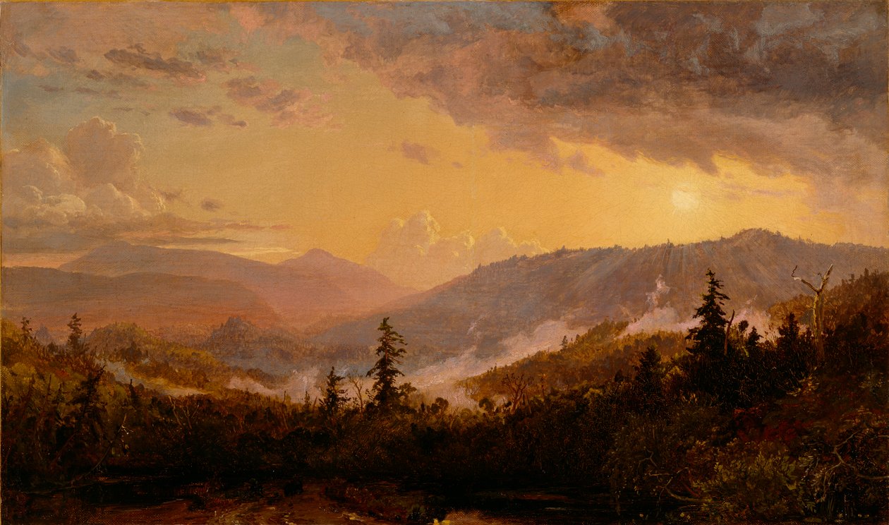 Solnedgang etter en storm i Catskill-fjellene, ca. 1860 av Jasper Francis Cropsey