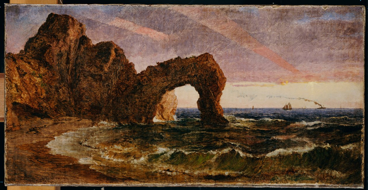 Solnedgang ved Etretat, 1894 av Jasper Francis Cropsey