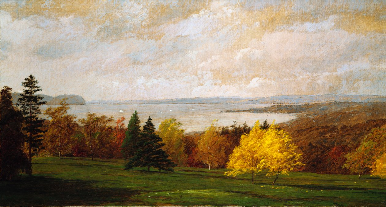 Utsikt over Hudson nær Hastings, 1895 av Jasper Francis Cropsey