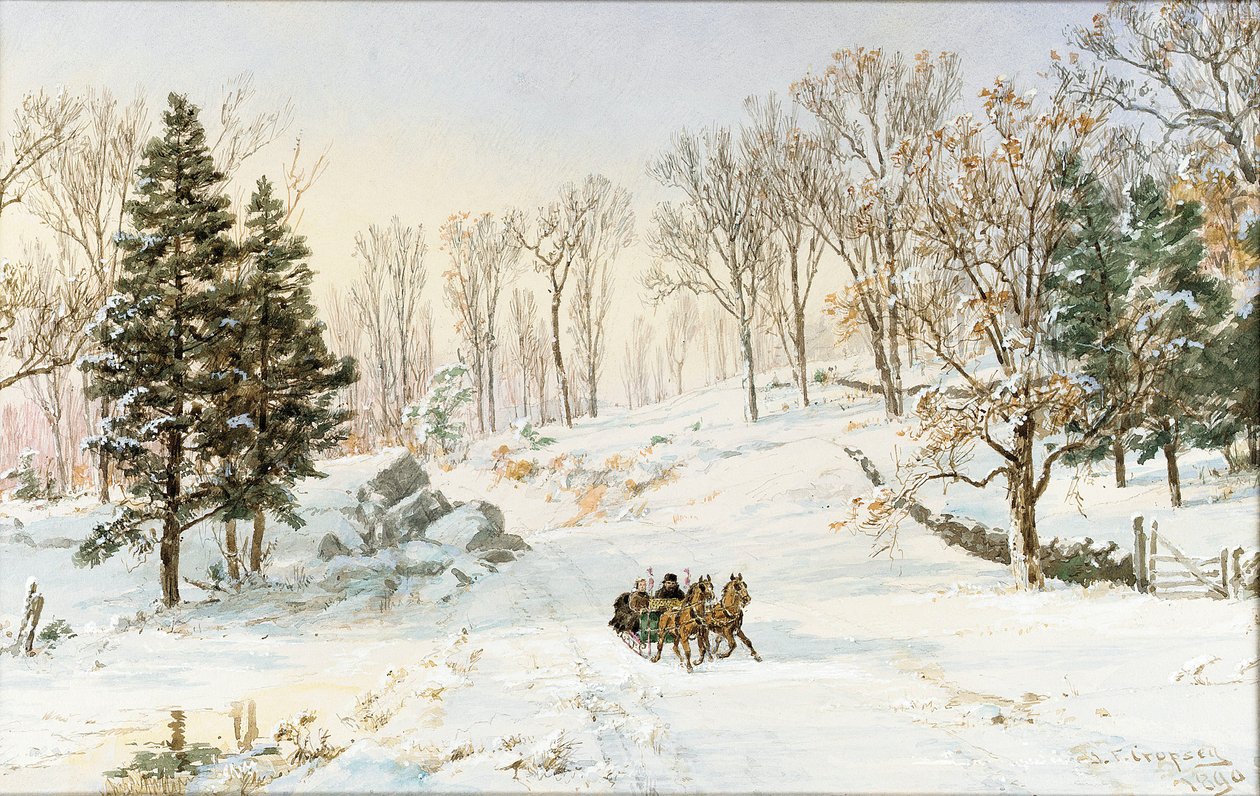 Vinter på Ravensdale Road, Hastings-on-Hudson av Jasper Francis Cropsey