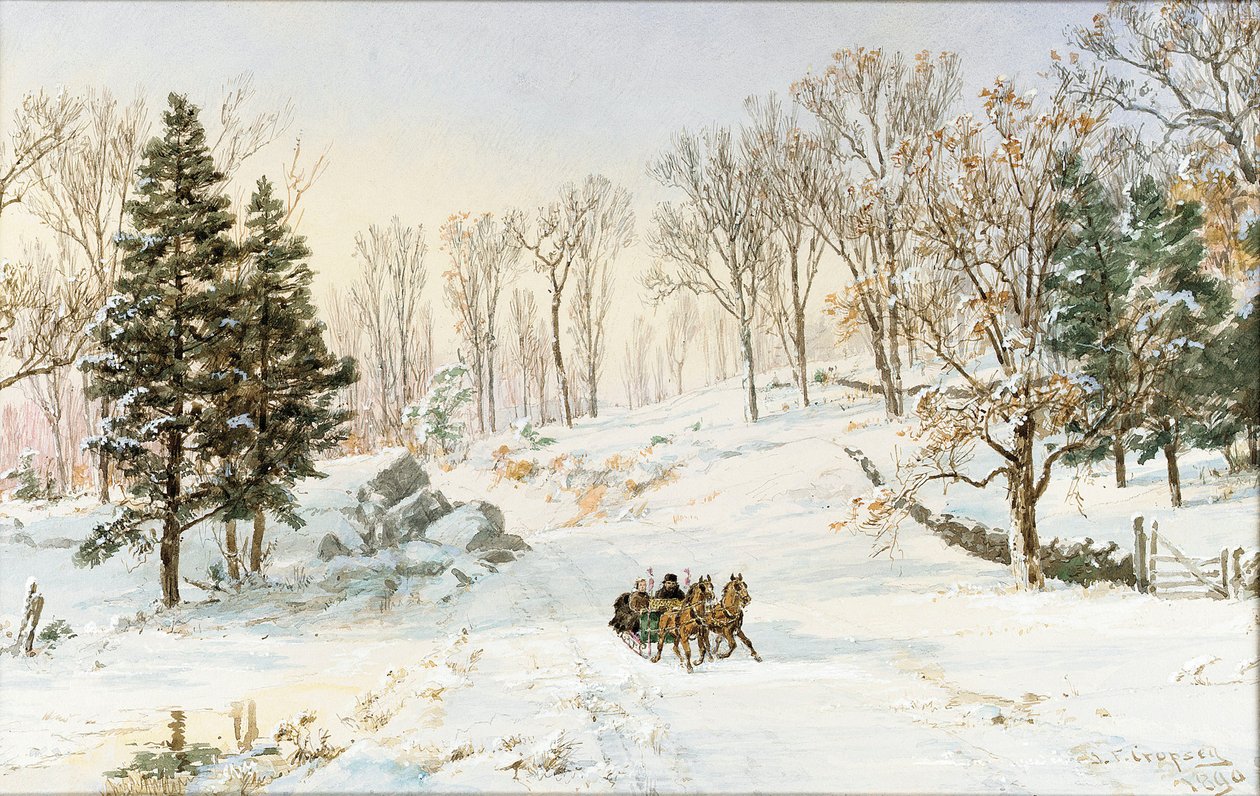 Vinter på Ravensdale Road, Hastings-on-Hudson, New York, 1890 av Jasper Francis Cropsey
