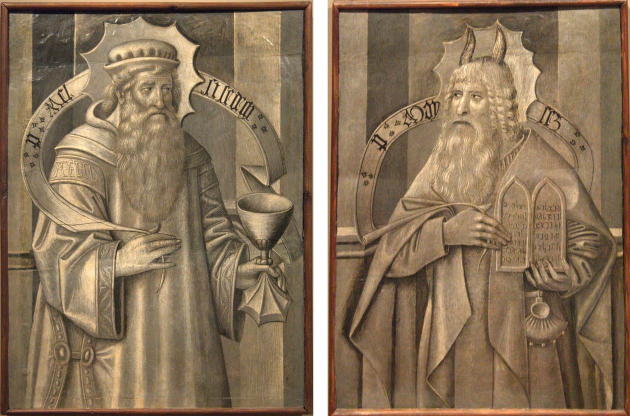Rom på baksiden av predellaen til Santa Maria de Ripoll- Melchizedek og Moses av Jaume Huguet