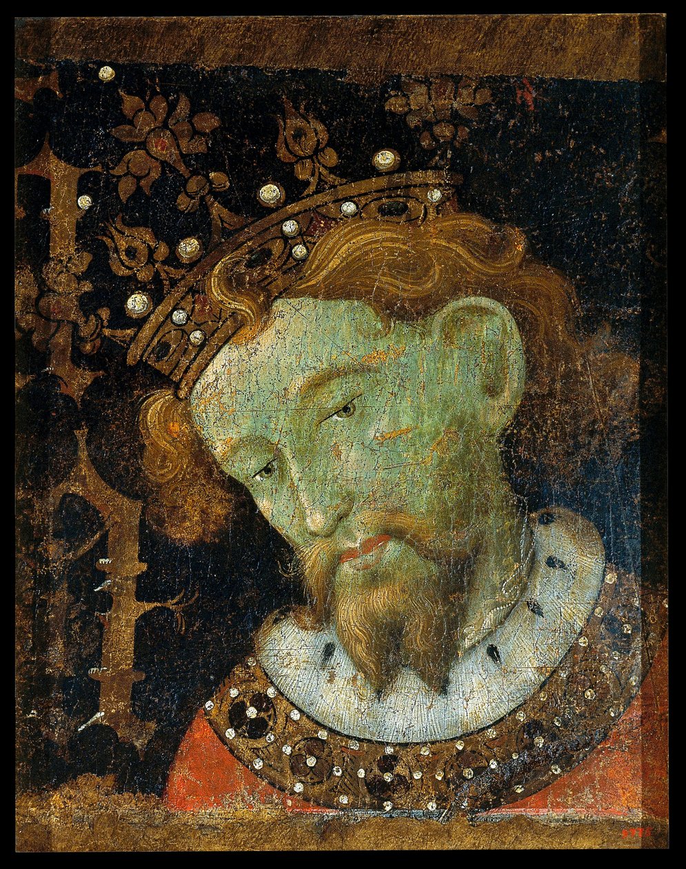 Alphonse III des Asturies, dit Le Grand - Alfonso III (1265-1291), King of Aragon - Peinture de Jaume (Jaime) Mateu (1382-1452) - 1427 - Tempera on panel - 56,5x45,2 - Museu Nacional d