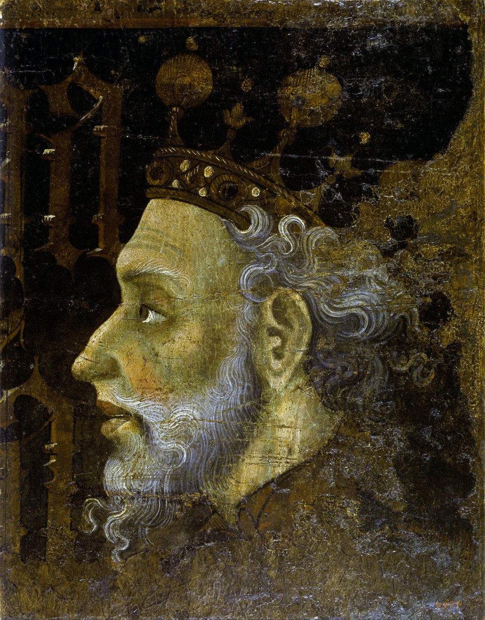 Alfonso V av Aragon dit le Magnanime - Alfonso V (1396-1458), konge av Aragon - Maleri av Jaume (Jaime) Mateu (1382-1452) - 1427 - Tempera på panel - 56,3x45,3 - Nasjonalmuseet for kunst i Catalonia , Barcelona av Jaume Mateu