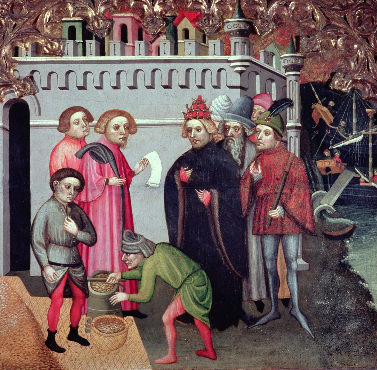 Multiplikasjonen av hveten, fra St. Nicholas of Bari-altertavlen av Jaume Cabrera