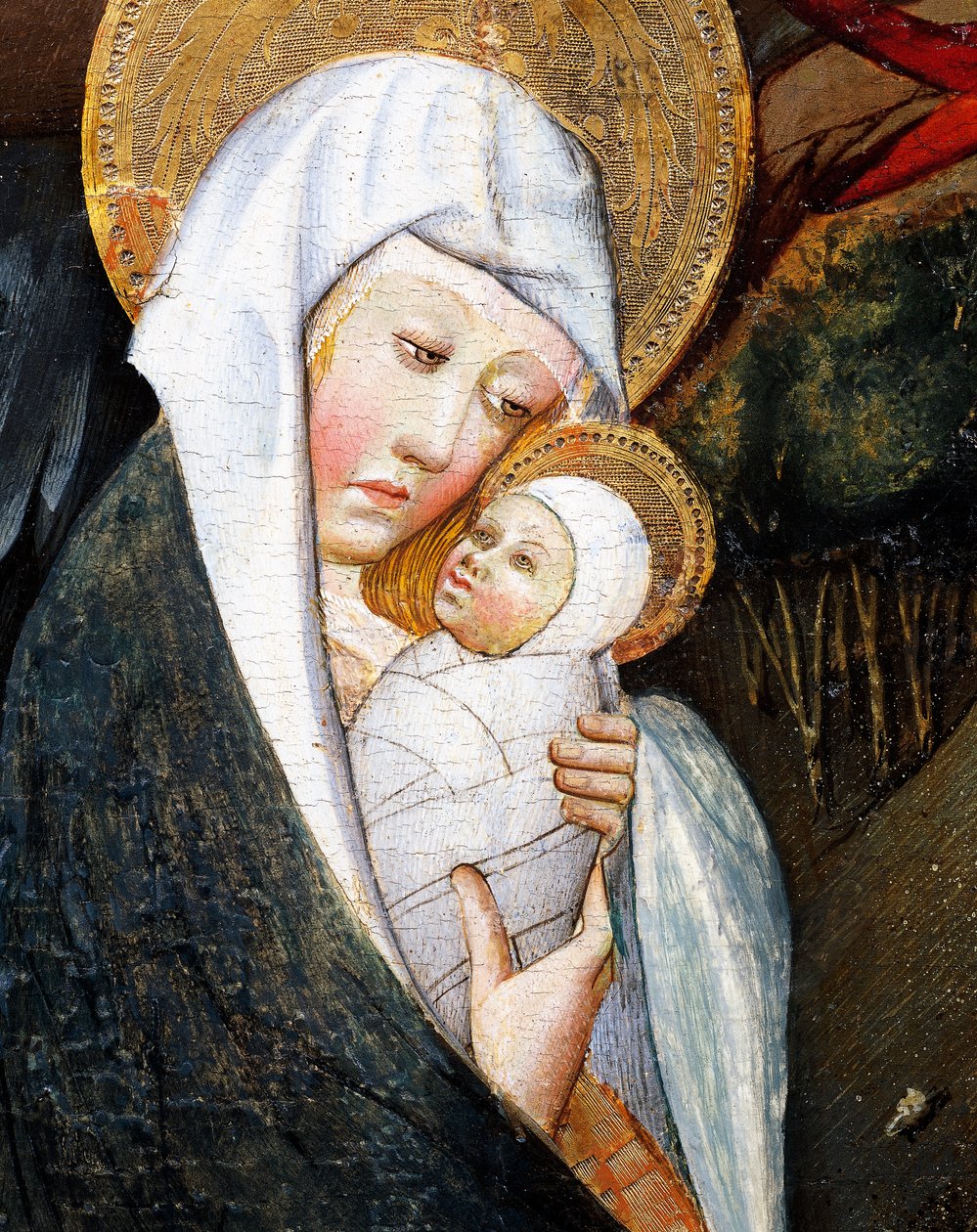 Mary and Child, detalj fra Flight into Egypt, altertavle fra Verdu av Jaume Ferrer