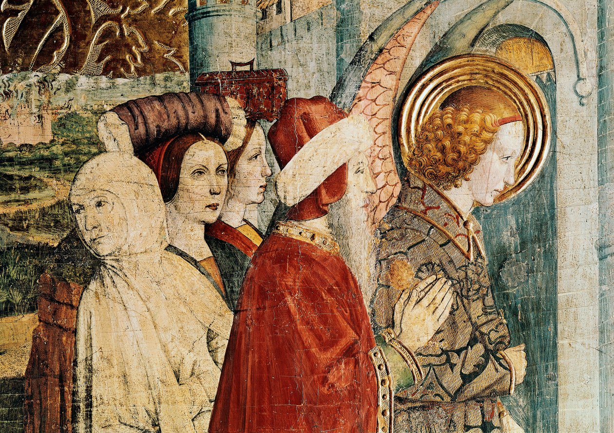 Altertavle av Saint Bernardin og skytsengelen, detalj av flukten til Loth av Jaume Huguet