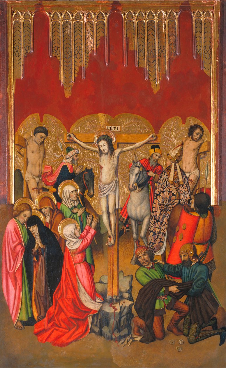 Calvaire - Golgata - Maleri av Jaume (Jaime) Huguet (1412-1492) - 1455-1460 - Tempera på panel - 214,4x136 - National Art Museum of Catalonia, Barcelona av Jaume Huguet