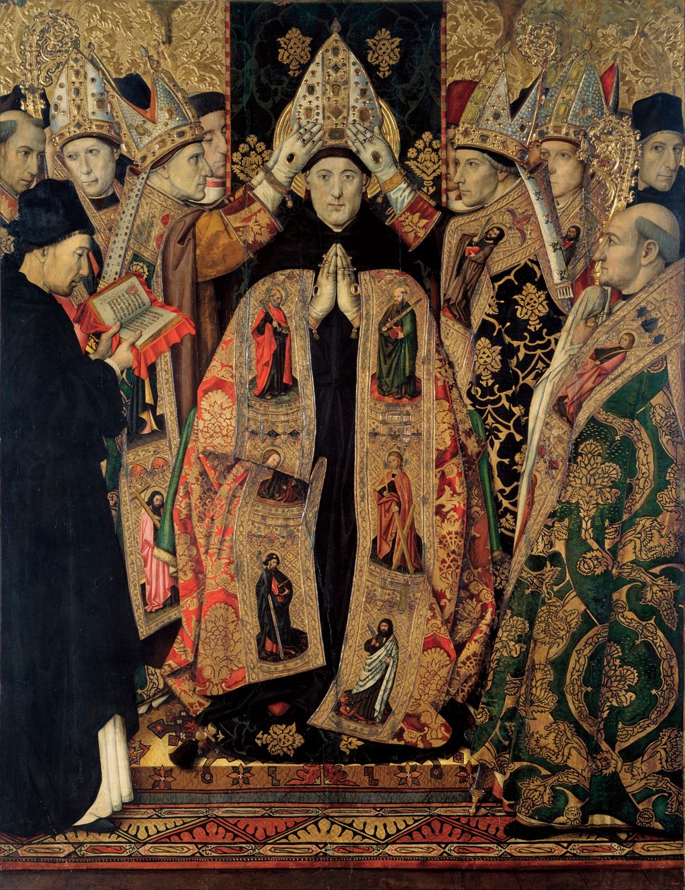 Retable de Saint Augustin - Innvielsen av Saint Augustine - Maleri av Huguet, Jaume (1412-1492) - 1462-1465 - Tempera på panel - 250x193 - Museu Nacional d
