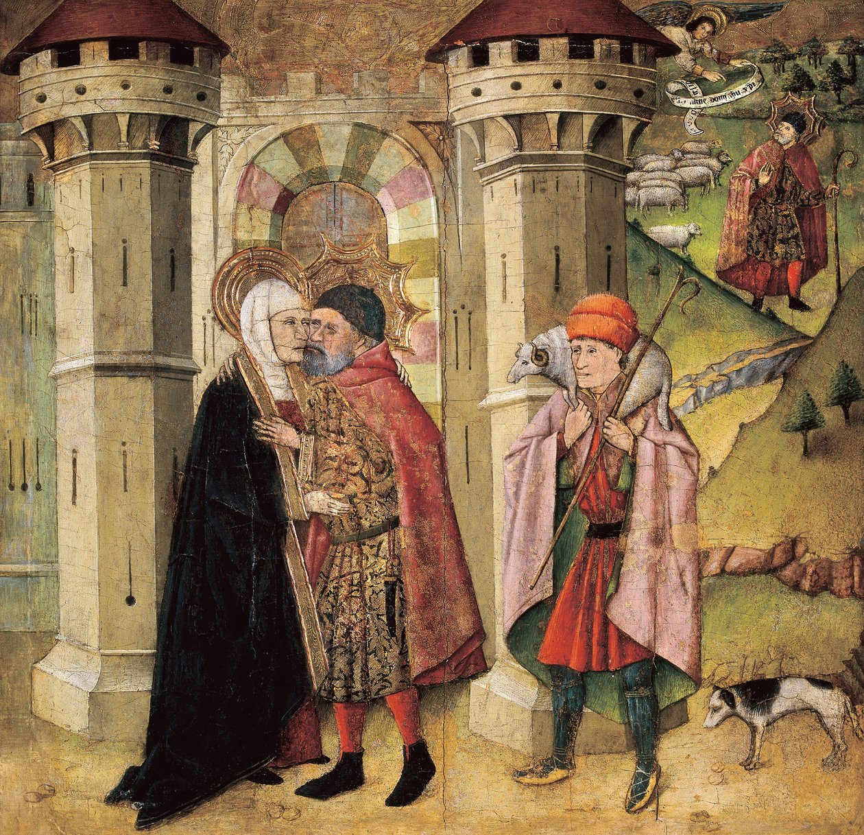 Saint Joachim og Sainte Anne ved den gylne døren av Jaume Huguet