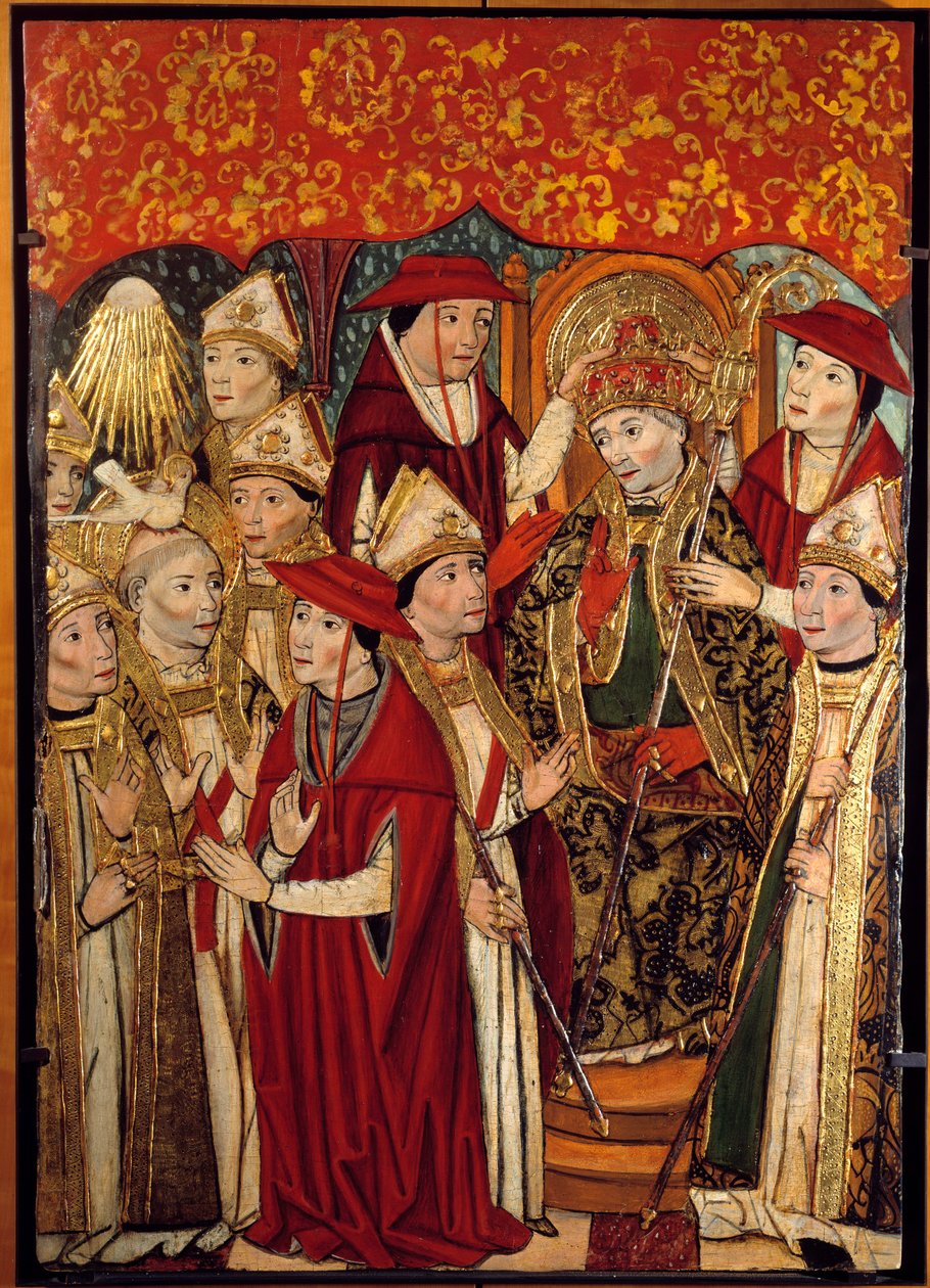 Valget av Saint Fabien til Papaute (236 til 250). Maleri av Jaime Huguet (1415-1492) av Jaume Huguet