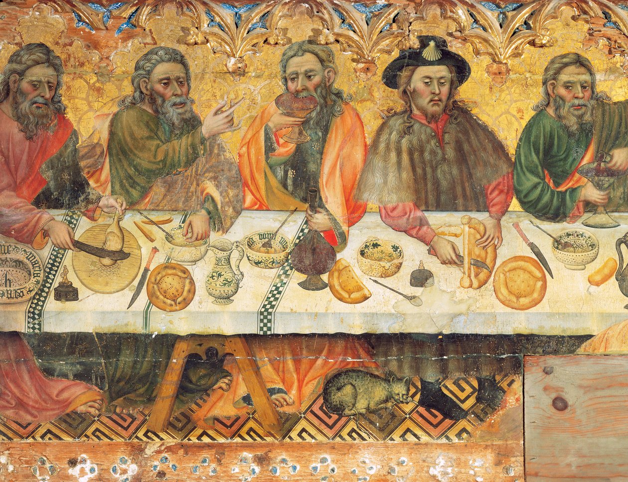 Hellig middag, detalj av en gruppe apostler av Jaume the elder Ferrer