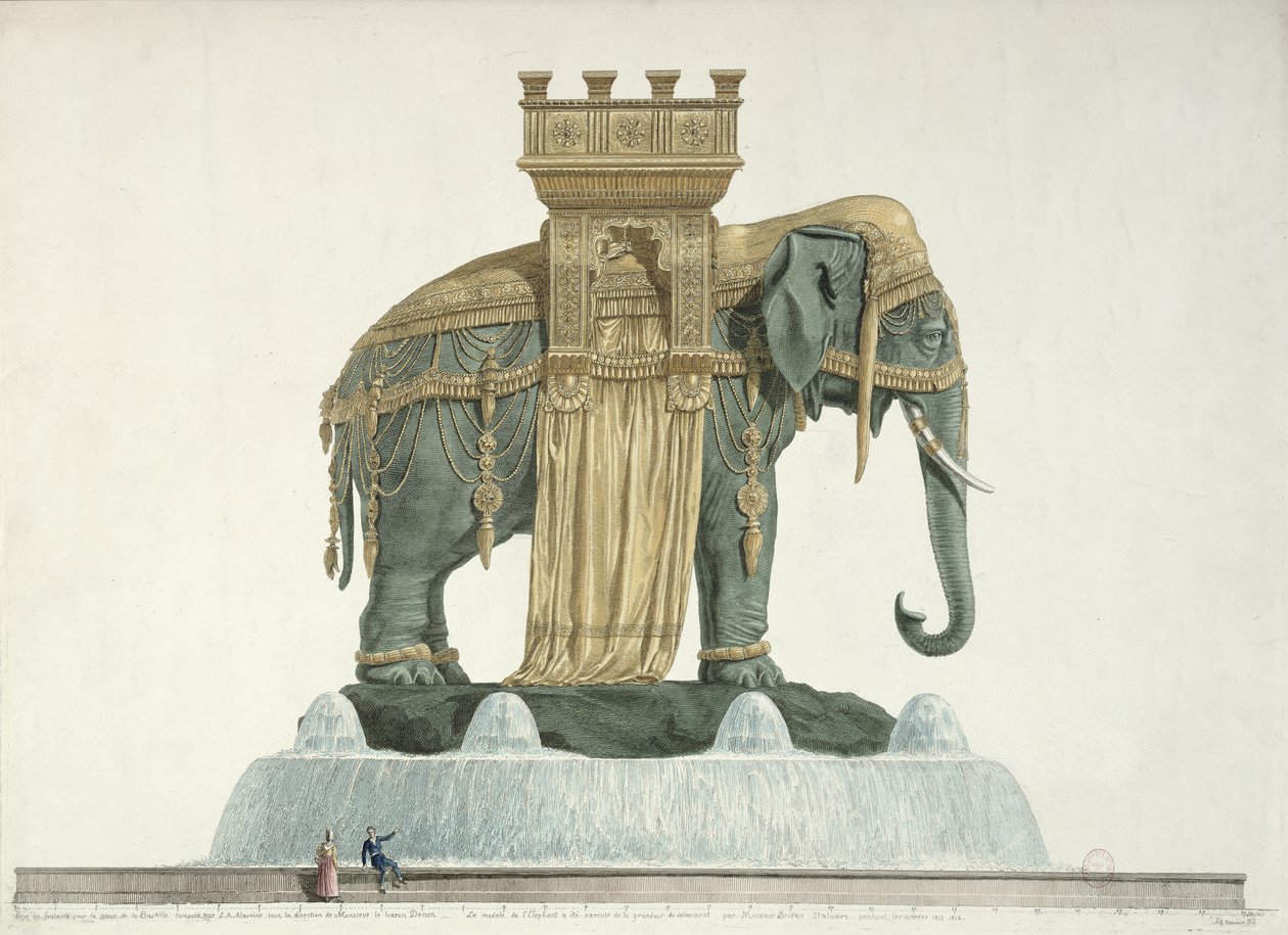 Design for elefantfontenen på Place de la Bastille, 1813-14 av Jean Antoine Alavoine
