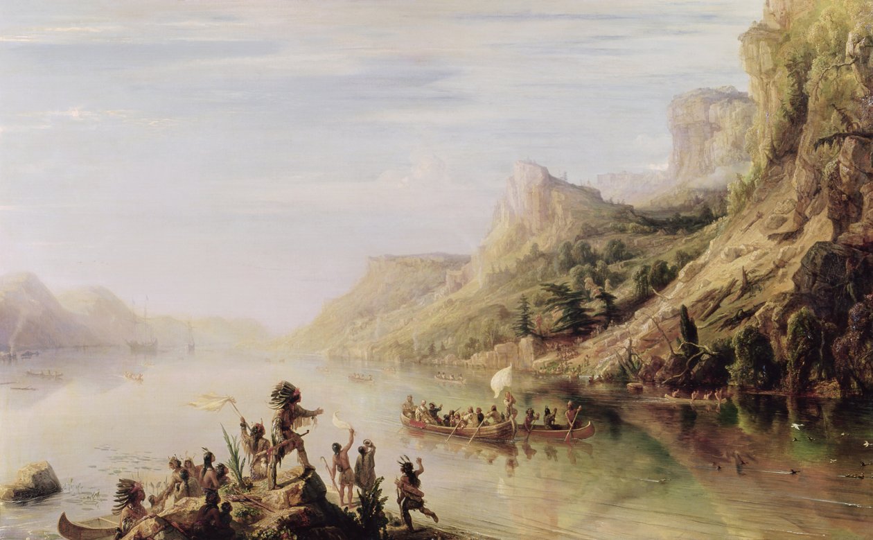 Jacques Cartier (1491-1557) Oppdaget St. Lawrence-elven i 1535, 1847 av Jean Antoine Theodore Gudin