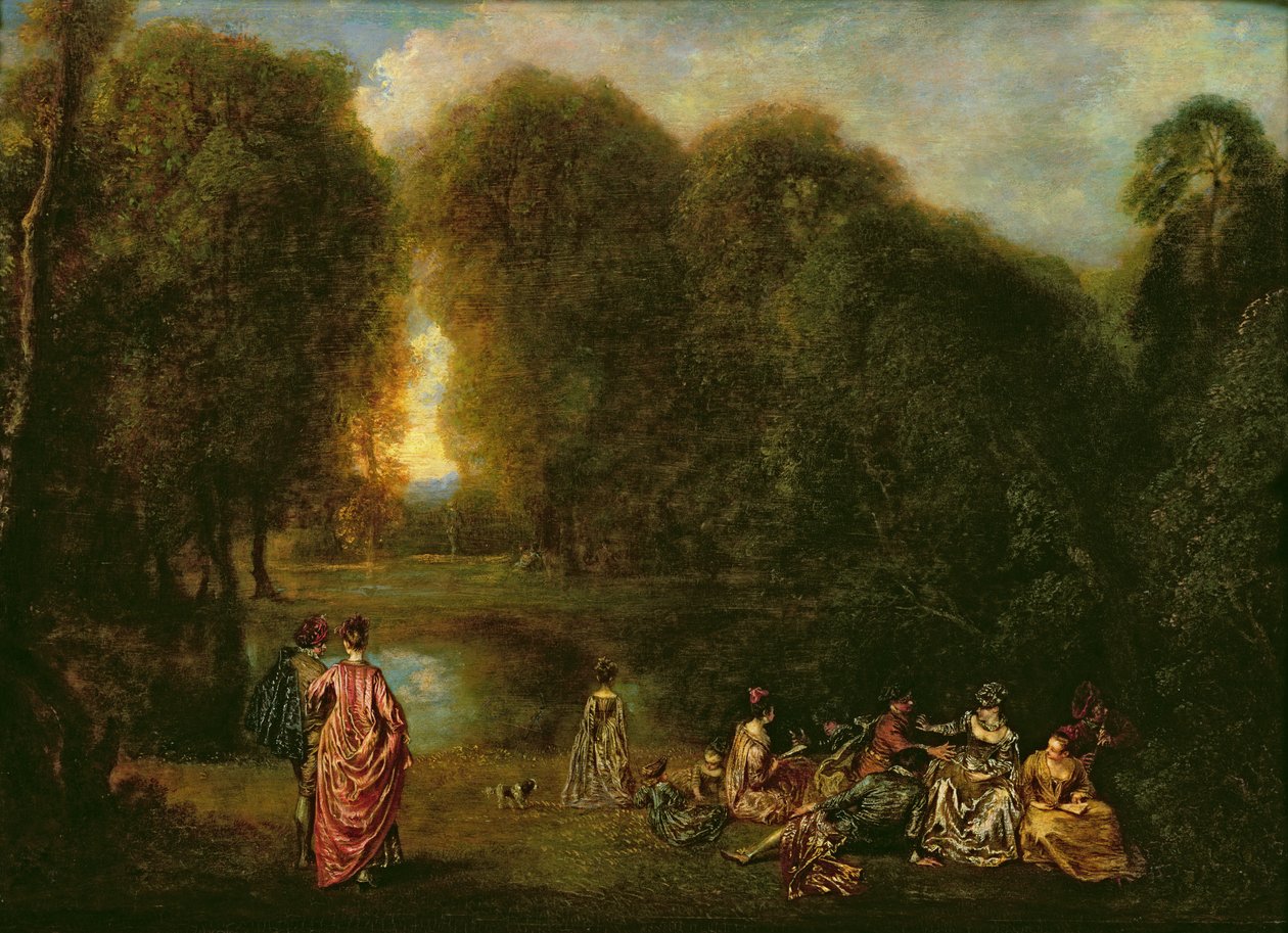 Et møte i en park av Jean Antoine Watteau