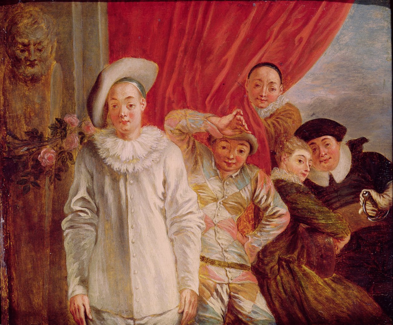 Skuespillere i Comedie Italienne av Jean Antoine Watteau