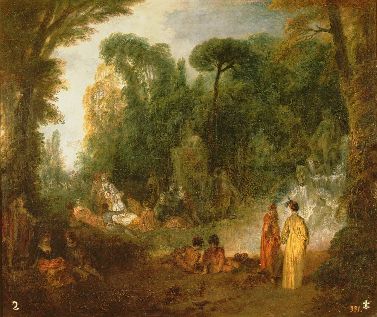 Høvisk sammenkomst i en park, ca. 171213 av Jean Antoine Watteau