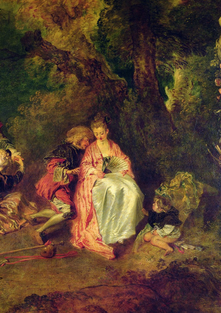 Ombordstigning for Cythera, ca. 1717 (detalj av 3755) av Jean Antoine Watteau