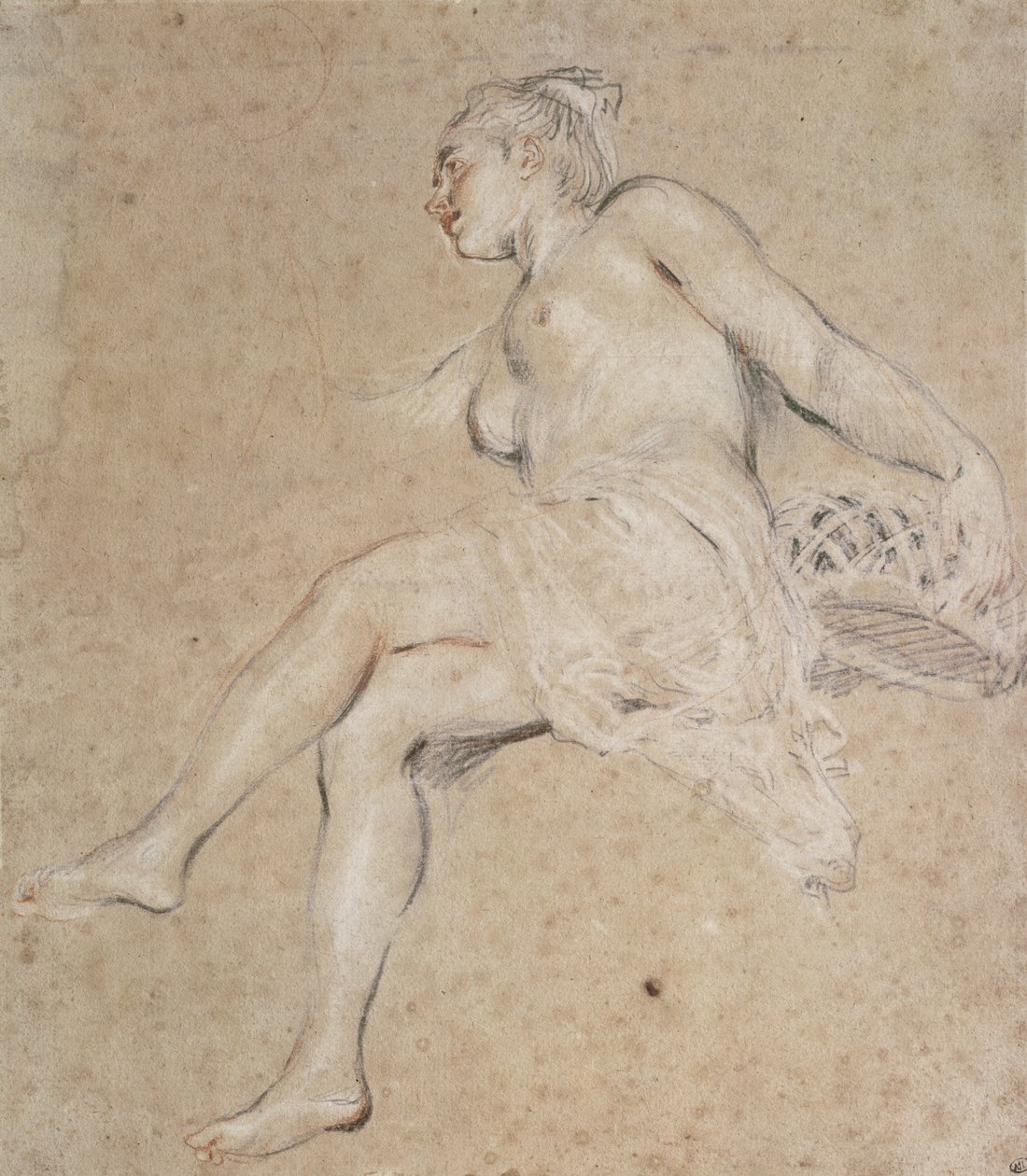 Flora, ca. 1716 (kritt på papir) av Jean Antoine Watteau