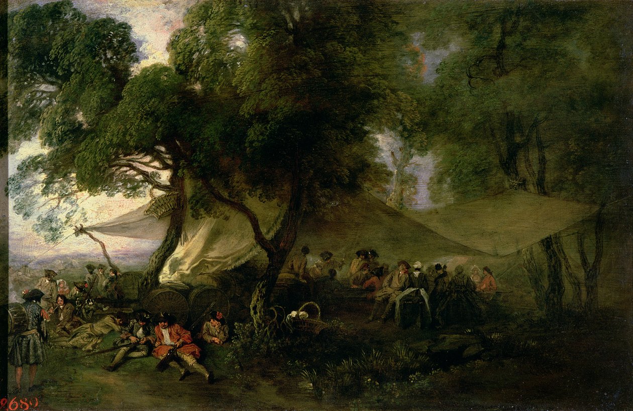 Pusterum fra krigen, 1712-15 (olje på kobber) av Jean Antoine Watteau