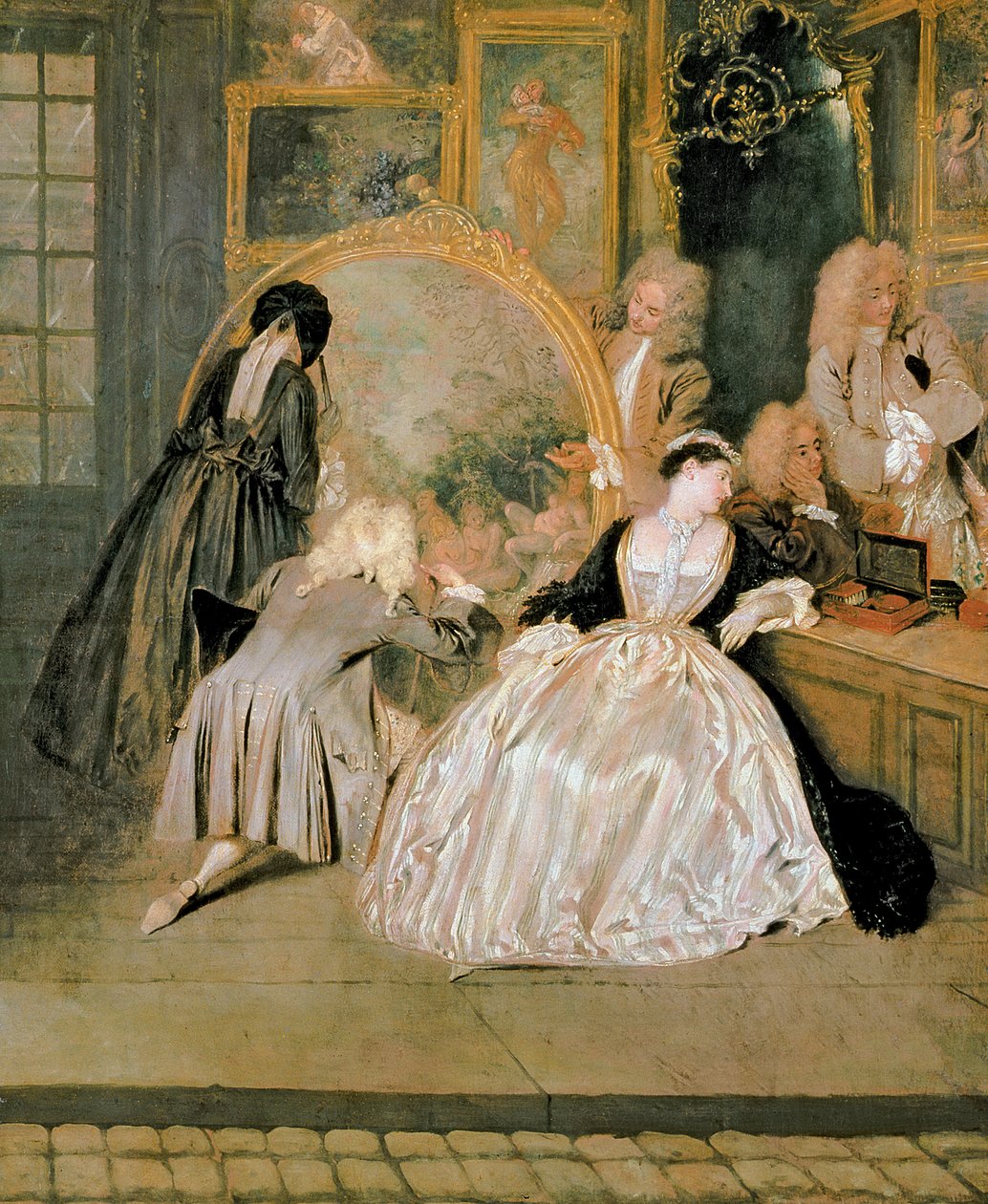 The Gersaint Shop Sign, 1721 (detalj av 30793) av Jean Antoine Watteau