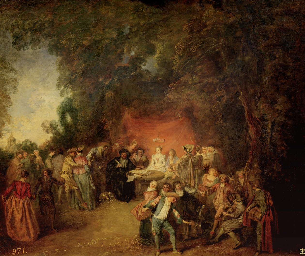 Ekteskapskontrakten, ca. 1712-13 av Jean Antoine Watteau