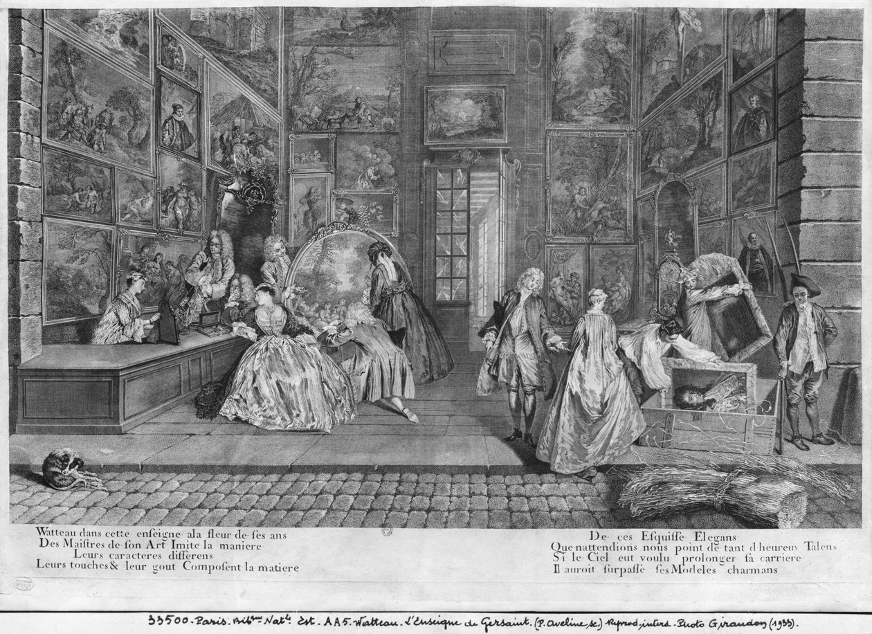 Butikkskiltet til Gersaint, gravert av Pierre Aveline (ca. 1656-1722) ca. 1720 av Jean Antoine Watteau
