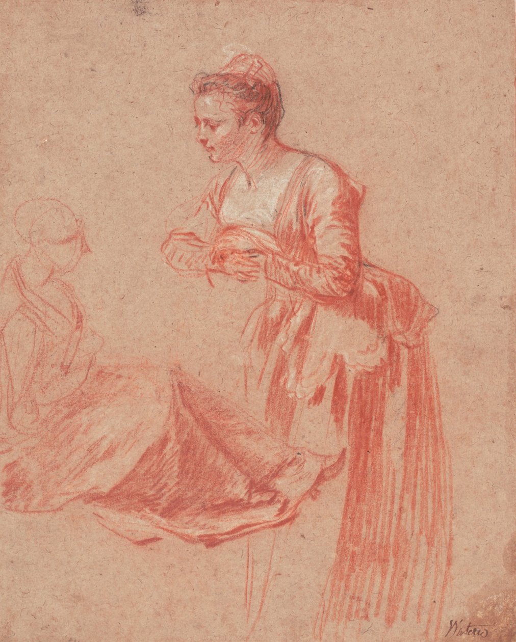 Two Figure Studies of a Young Woman, 1715-1717 av Jean Antoine Watteau