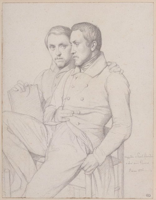 Dobbelt selvportrett av Hippolyte og Paul Flandrin av Jean Auguste Dominique Ingres