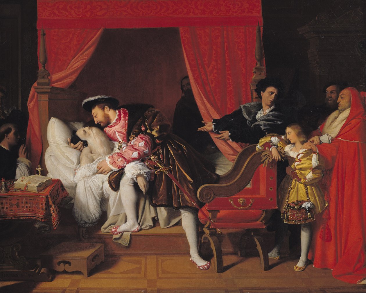 Francis I (1494-1547) mottar de siste åndedragene til Leonardo da Vinci (1452-1519) 1818 av Jean Auguste Dominique Ingres